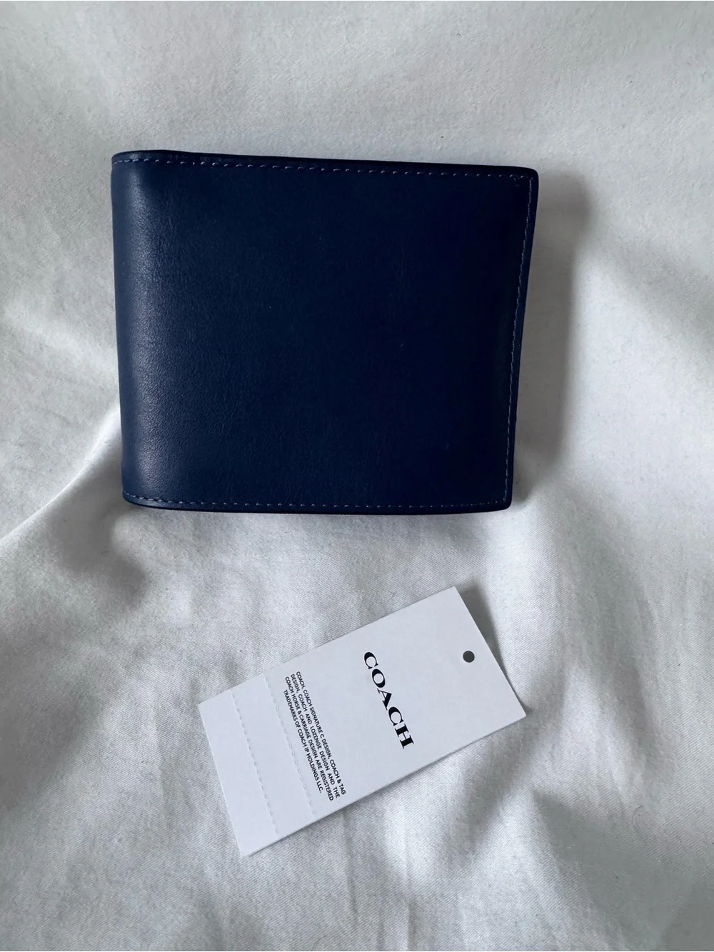 Coach CY911 Navy Full Grain Leather Bifold Wallet NWT Men’s